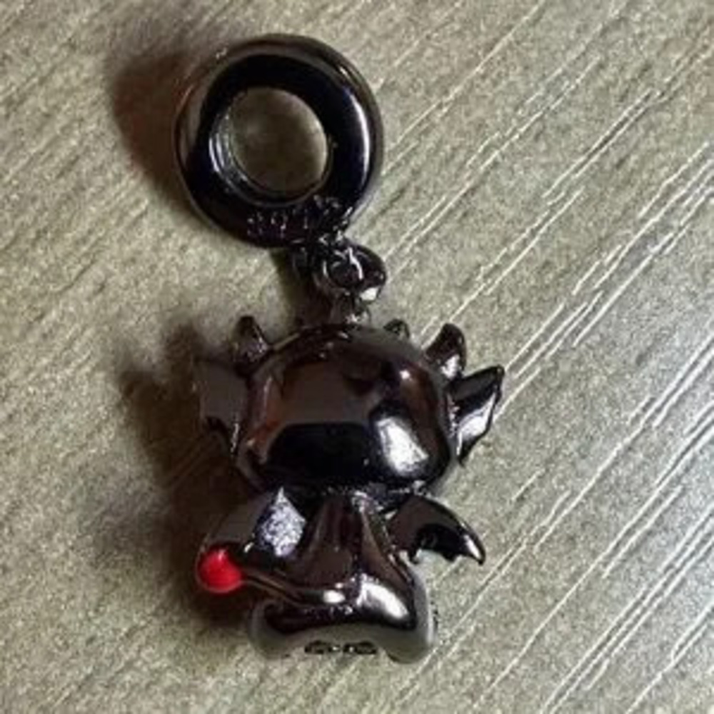 Black 925 Sterling Silver (Rhodium) Dragon Charm Bracelet Pendant Kawaii